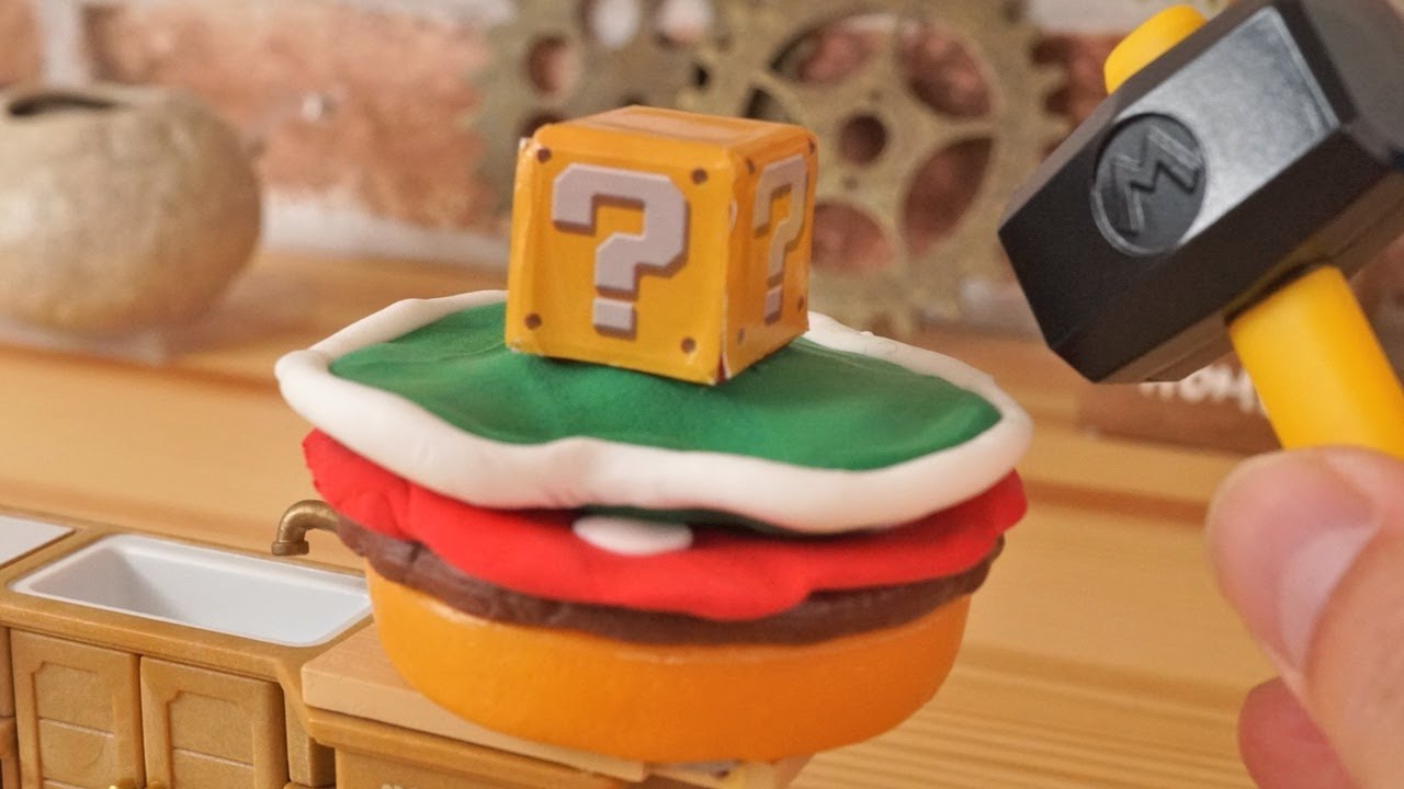 super mario StopMotion cooking 「super mario hamburger」マリオの不思議な料理「マリオハンバーガー」