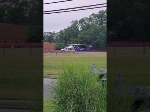 Helicopter takes off from Avenel Middle School