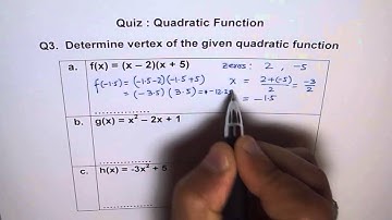 Quiz : Quadratic Function Q3