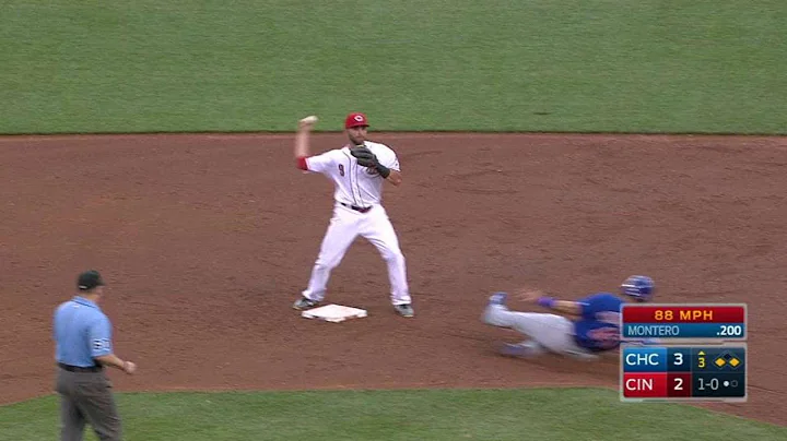 CHC@CIN: Cozart fields, initiates inning-ending DP