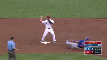 CHC@CIN: Cozart fields, initiates inning-ending DP