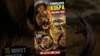 Лев недооценил эту кобру… и дорого заплатил 😨 #животные #лев #кобра #wildanimals #nature #shorts