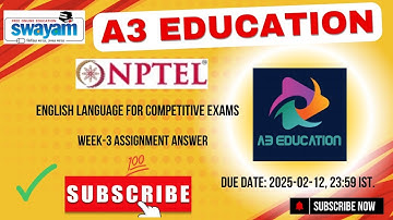 NPTEL English Language for Competitive Exams Week 3 Assignment 3 Answers Solution Quiz | 2025 - Jan