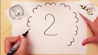 تعلم الرسم بالأرقام والحروف رسم طاووس ونحلة سهل جدا/how to draw from number and letter