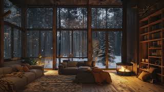 Cozy Winter Ambience for Reading with a Fireplace, Snowfall and Blizzard Sounds