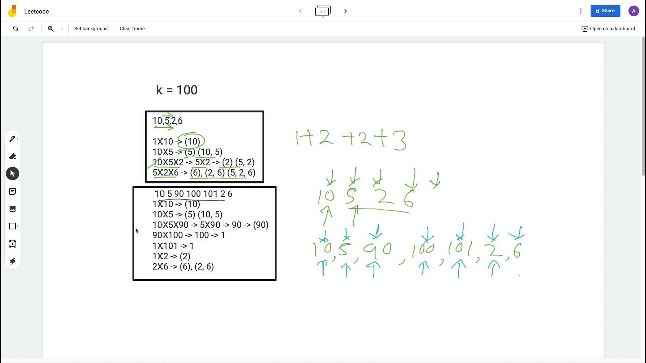 [LeetCode] 713. Subarray Product Less Than K || Sliding window on array ...