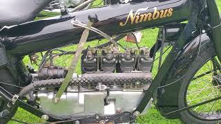 Watch this Stovepipe Nimbus 4 cylinder run; motorcycle from 1924