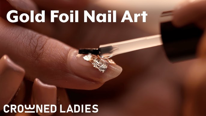 Easy Fall Nail Tutorial With Gold Foil Flakes 