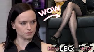 Daisy Ridleys Perfect Crossed Legs In Hose Stunning Look While Discussing Star Wars Sequel
