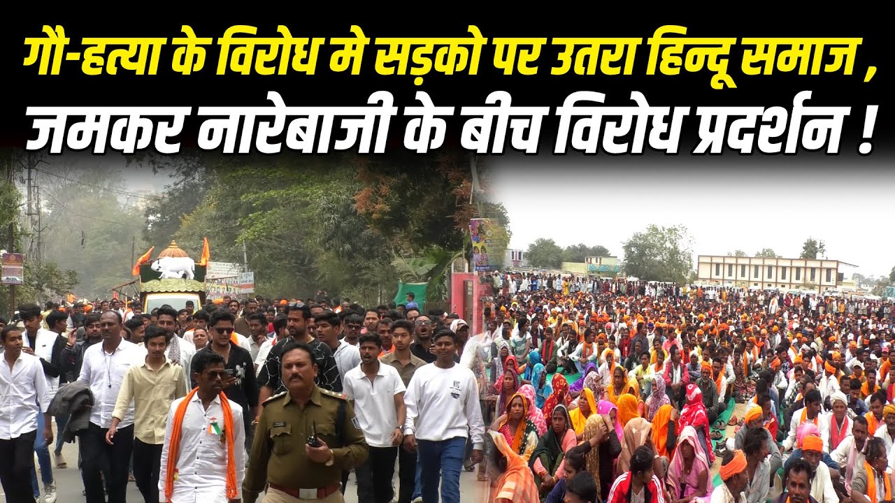 गौ-हत्या के विरोध मे सड़को पर उतरा हिन्दू समाज ,जमकर नारेबाजी के बिच विरोध प्रदर्शन  ! #cblive