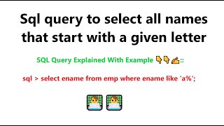 Sql query to select all names that start with a given letter