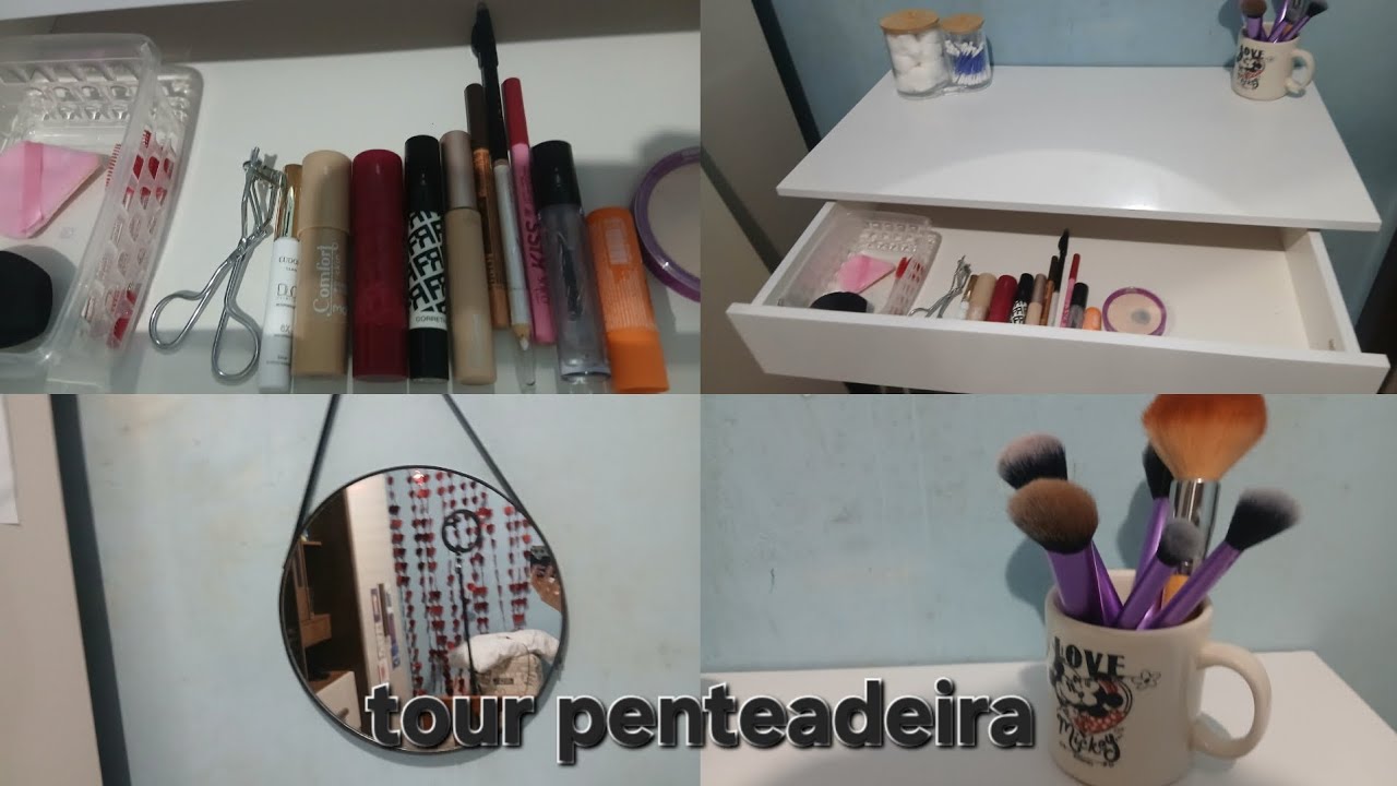 🎀 Tour completo pela minha penteadeira | penteadeira simples com 
