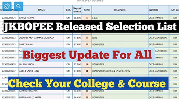 JKBOPEE Big Update Selection List Released 🔥 Check Your Course & College