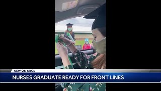 Vermont Tech nursing students celebrated with drive-by graduation