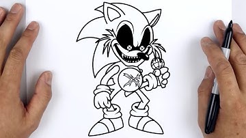 HOW TO DRAW SONIC EXE (LORD X) | Friday Night Funkin (FNF) - Easy Step By Step Tutorial