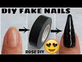 HOW TO MAKE FAKE NAILS USING ELECTRICAL TAPE | DIY FAKE NAILS WITH VINYL ELECTRIC TAPE AT HOME