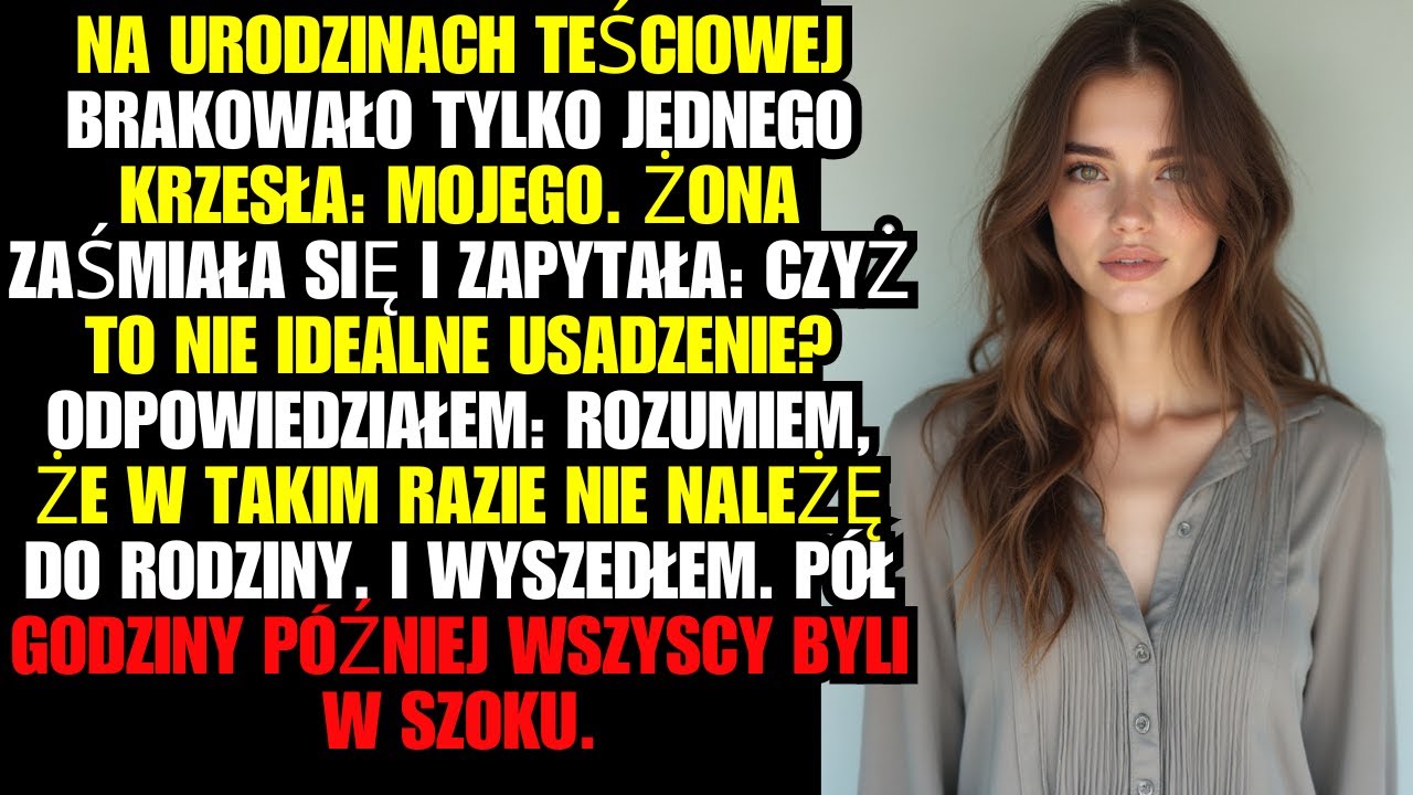 Na urodzinach teściowej brakowało tylko jednego krzesła: mojego. Żona zaśmiała się i zapytała: Czyż