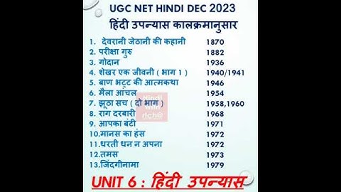 ugc net hindi। unit 6: हिंदी उपन्यास।#shorts#ytshorts#hindiwithricha#nethindi#ugcnetexam#ugcnethindi