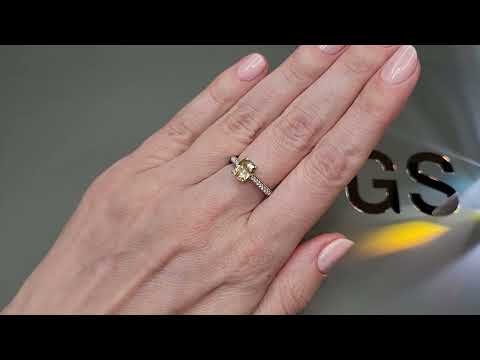 Ring with 2.06 ct yellow sapphire and diamonds in 18K white gold Video  № 2