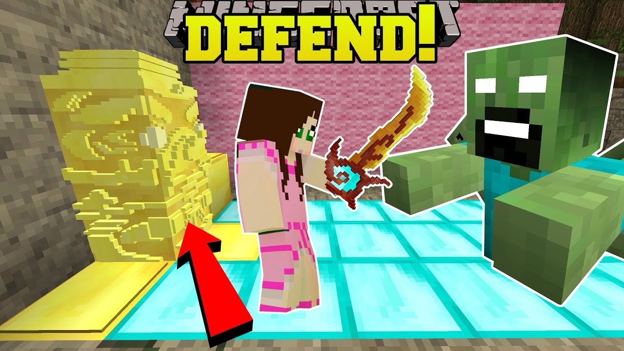 Download Minecraft: DEFEND THE GOLDEN STATUE!! (SURVIVE WAVES OF INSANE ZOMBIES!) Mini-Game