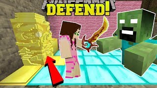 Minecraft: DEFEND THE GOLDEN STATUE!! (SURVIVE WAVES OF INSANE ZOMBIES!) Mini-Game