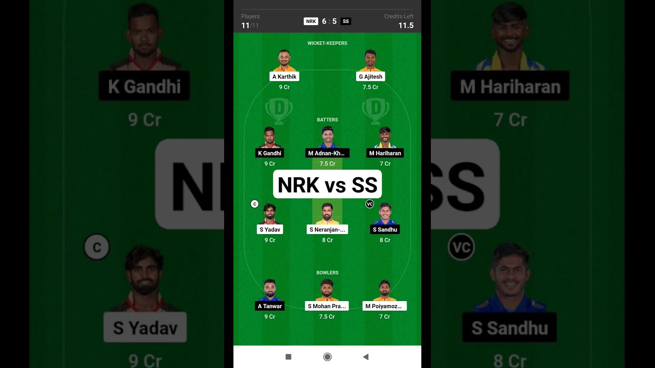 nrk vs ss dream11 prediction today || nrk vs ss dream11 team || tnpl 2023 dream11 
