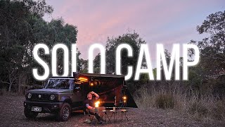 RELAXING OVERNIGHT JIMNY SOLO CAMP | RIVER VIEWS | SIMPLE MEAL | NEW AWNING