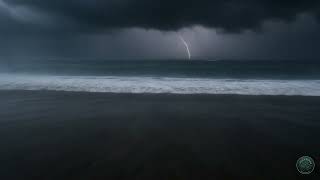 Dark Stormy Ocean at Night 🌊⛈️ Heavy Waves Sounds for Sleep, ASMR & Relaxation