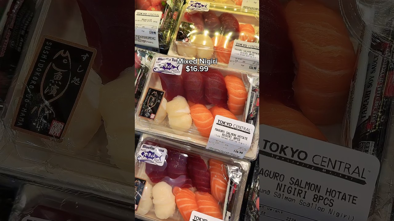 grocery store sushi for lunch 🍣 so many options 😋 #sushi #grocerystore #jaoan #japanesefood