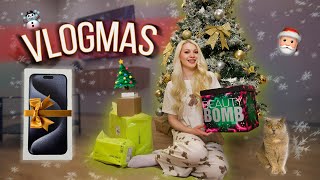 VLOGMAS: НЕОЖИДАННЫЙ ПОДАРОК, РАСПАКОВКА КОСМЕТИКИ 🎁💄 ГОТОВИМ И УБИРАЕМ ВМЕСТЕ С МУЖЕМ ❤️🎄