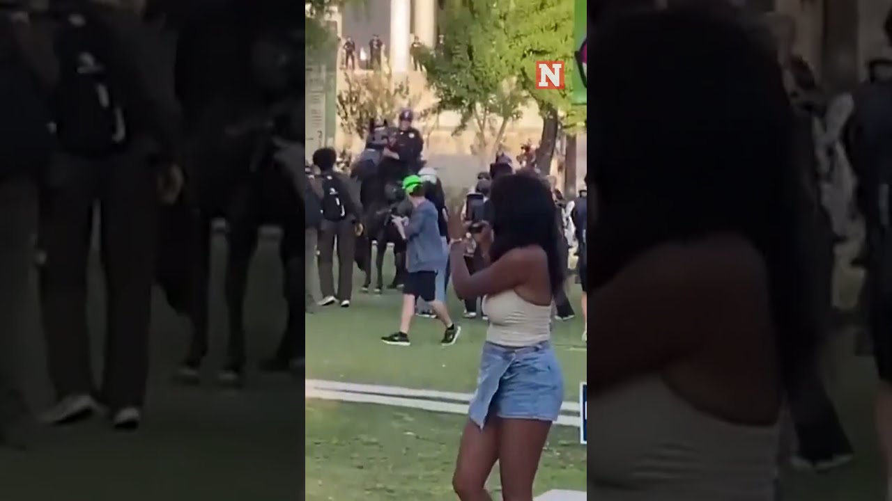 Los Angeles Protesters Charged By Police Officers On Horseback