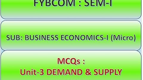 FYBCOM  SEM I  MCQ Chapter III Demand & Supply Analysis