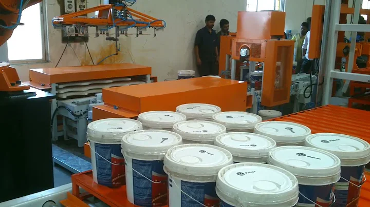 Pail Palletizer 2 | Robotic Paint Bucket Palletizer | Cybernetik