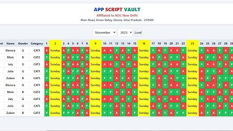 how to create attendance google sheet and web app script #attendance #dashboard #coding #free #cod