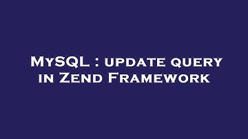 MySQL : update query in Zend Framework