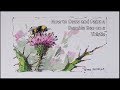 Line and wash watercolor lesson bumble bee on a thistle easy to follow peter sheeler