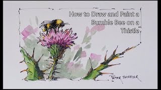 watercolor thistle wash sheeler peter bee line bumble easy painting pen watercolour paintings tutorial follow watercolors lesson water wildflowers getdrawings