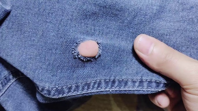 Fixing a tear in the inner thigh of these thrifted jeans!! #plussize , how to sew with a needle