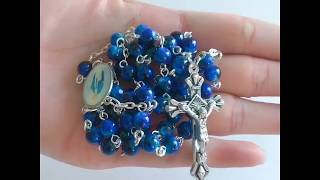 Our Lady of Grace Blue Glass Rosary #winfinitybrands #godbless #mothermary #rosary