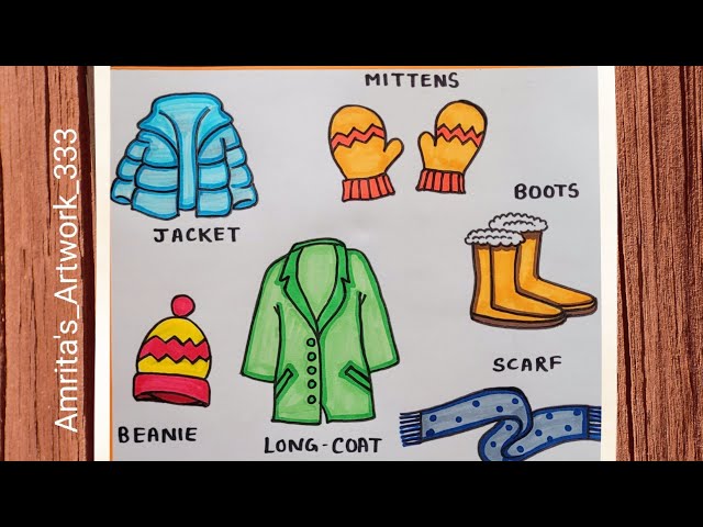 Winter Clothes Drawing | How to Draw Clothes in Winter season ( Step by Step Tutorial )