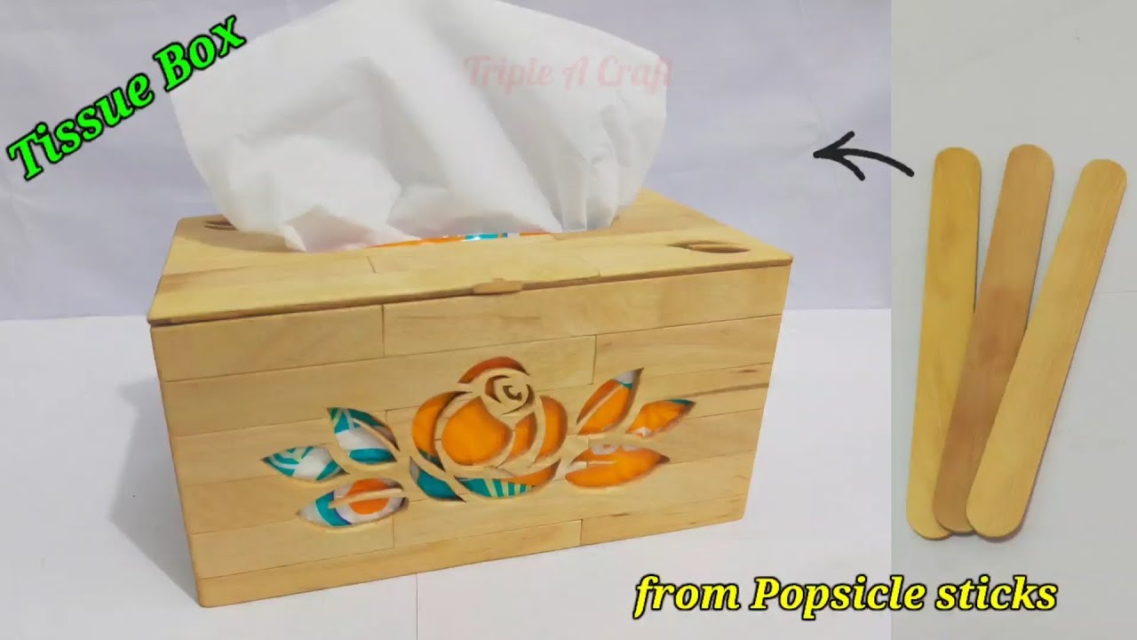 How to make tissue box from Popsicle. DIY - YouTube
