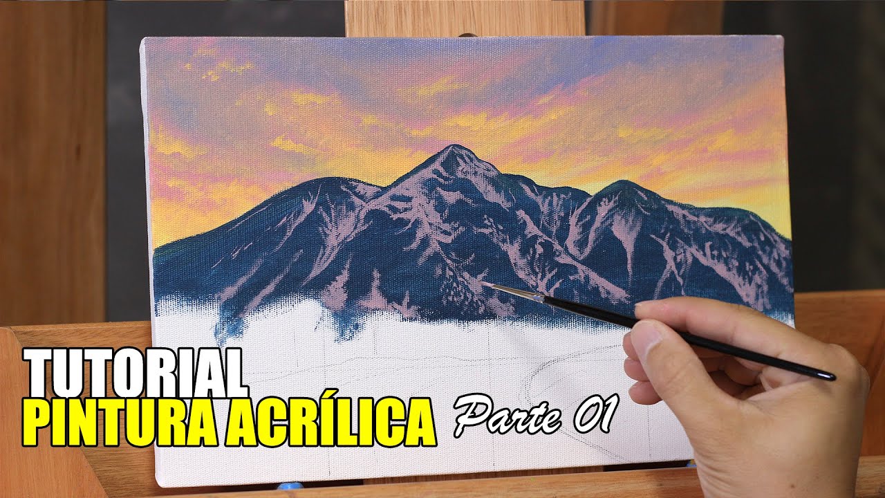 TUTORIAL DE PINTURA ACRÍLICA - Como pintar o céu e as montanhas | Amauri Jr. Artes