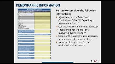 APQC KM Capability Assessment Tool TM: Orientation Session