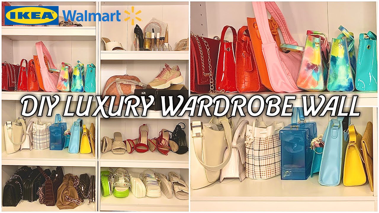 DIY IKEA PAX WARDROBE DUPE LUXURY SHOE & BAG DISPLAY WALL DIY