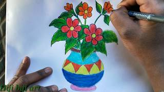 Drawing/panting for kids step by flower vase drawing /easy /how to
draw