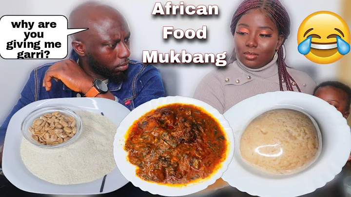 SERVING MY HUSBAND GARRI AND GROUNDNUT AS DINNER MUKPRANK | FUFU AND OGBONO SOUP MUKBANG
