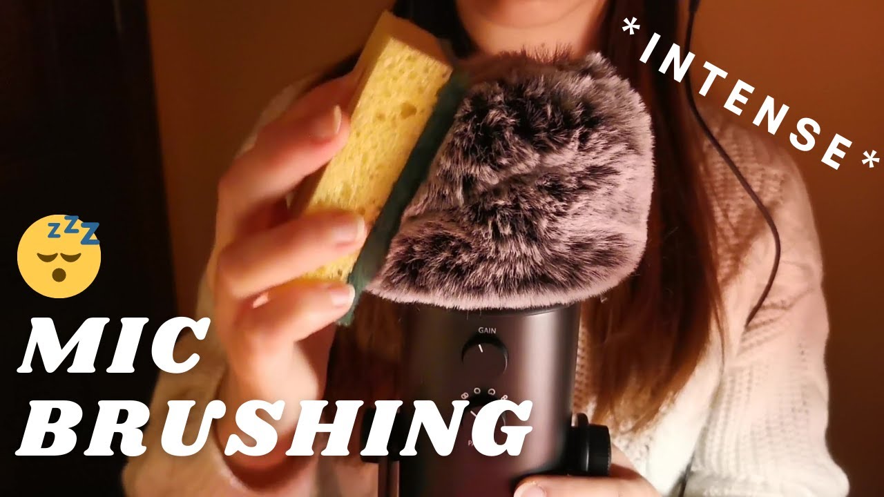 ASMR - MIC SCRATCHING and BRUSHING with FLUFFY and SPONGE cover (sponge ...