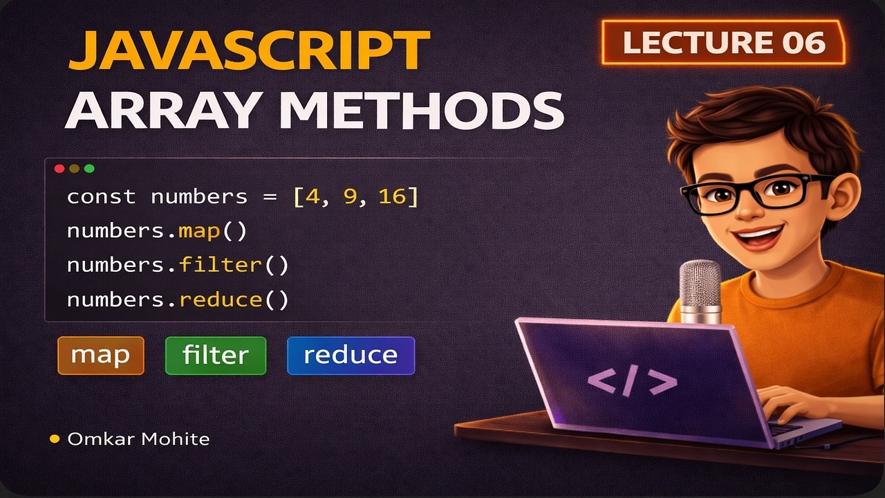 JavaScript Lecture 06 🔥 | Array Methods (map, filter, reduce) Explained ...