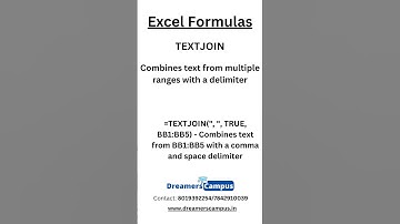 Excel Formula TEXTJOIN with Description and example #shorts