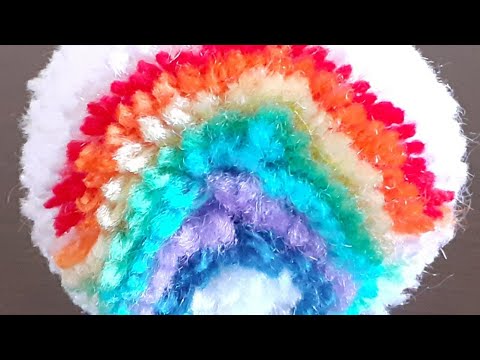 How to make Rainbow Pom Pom, DIY Rainbow Pom Pom, Multicolored Pom Pom, Woolen Crafts